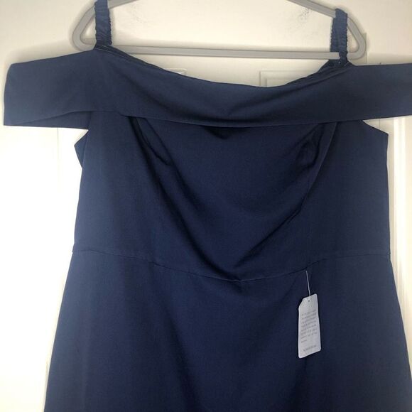 NEW Chi Chi London Navy Fishtail Bodycon Dress NWT Size 18 Mermaidcore - Picture 3 of 14